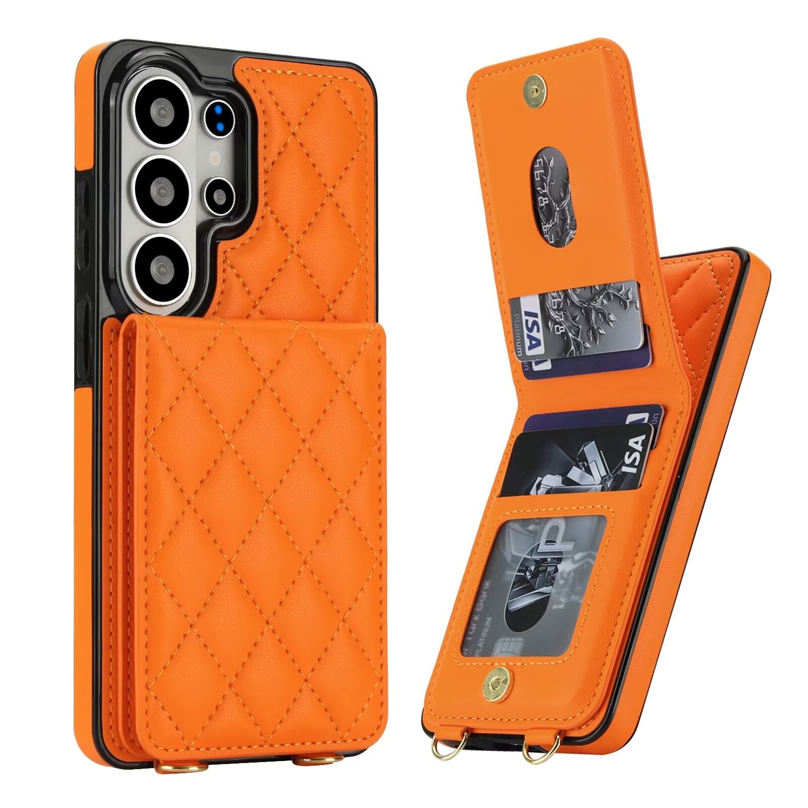 Quilted Leather Wallet Case for Samsung Galaxy S21-S26 Note20 A12-A57 RFID Card Holder Kickstand Crossbody Cover Q42 - QuiltedCases