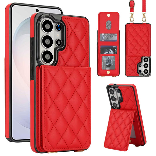 Quilted Leather Wallet Case for Samsung Galaxy S21-S26 Note20 A12-A57 RFID Card Holder Kickstand Crossbody Cover Q43 - QuiltedCases