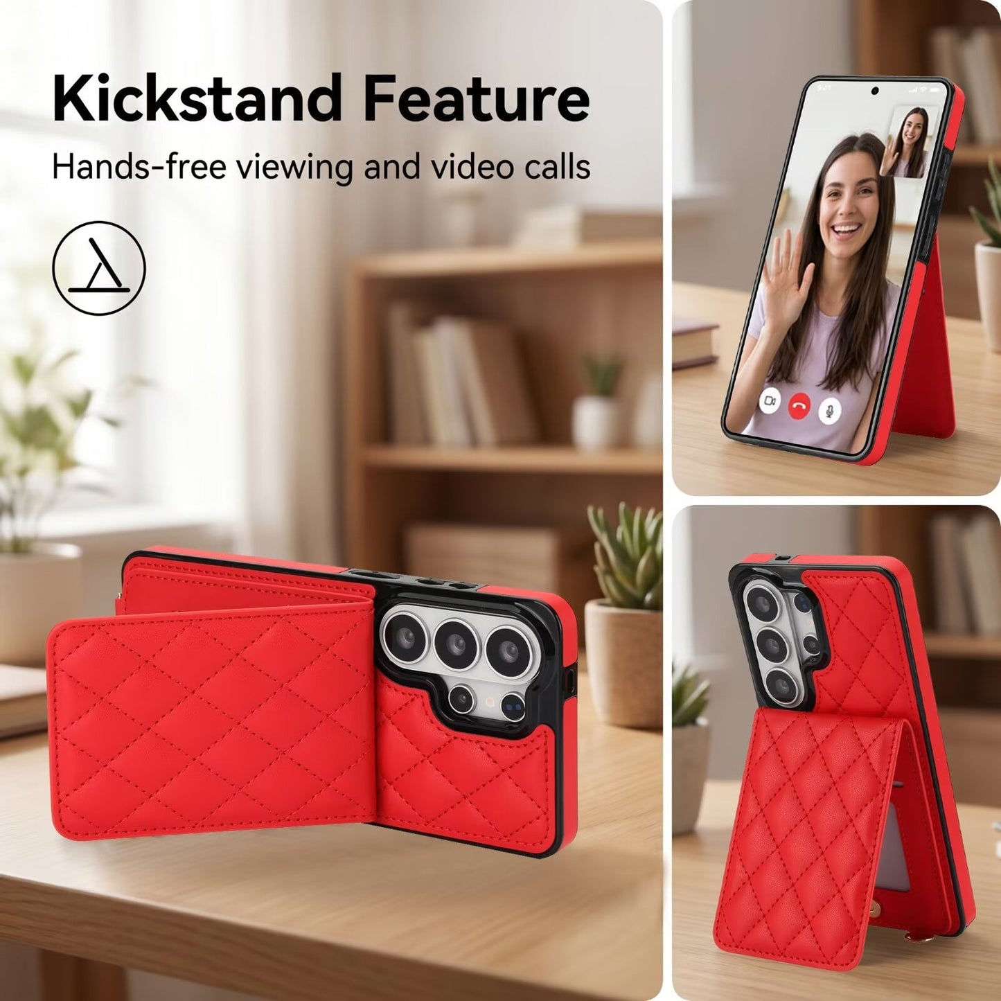 Quilted Leather Wallet Case for Samsung Galaxy S21-S26 Note20 A12-A57 RFID Card Holder Kickstand Crossbody Cover Q43 - QuiltedCases