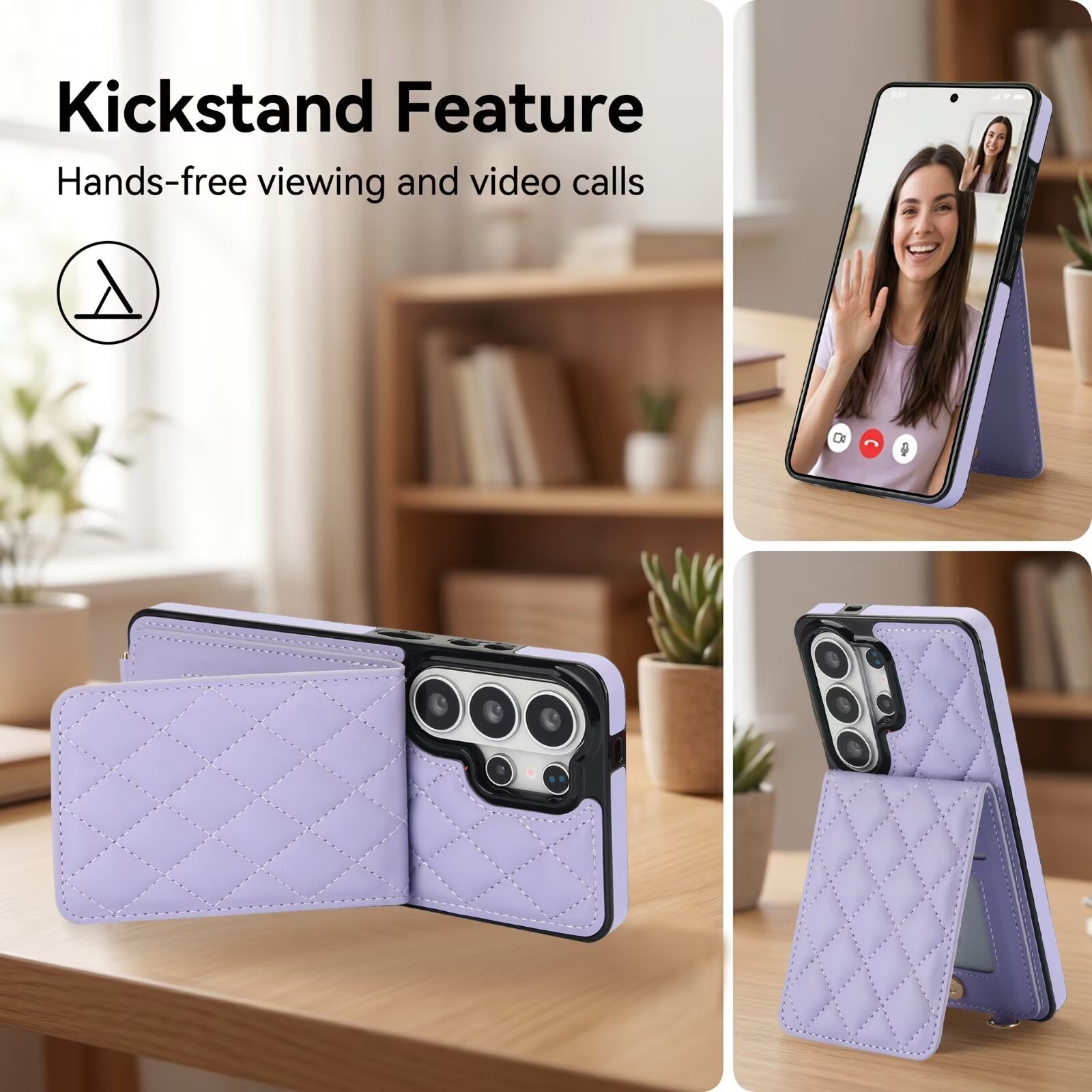 Quilted Leather Wallet Case for Samsung Galaxy S21-S26 Note20 A12-A57 RFID Card Holder Kickstand Crossbody Cover Q46 - QuiltedCases