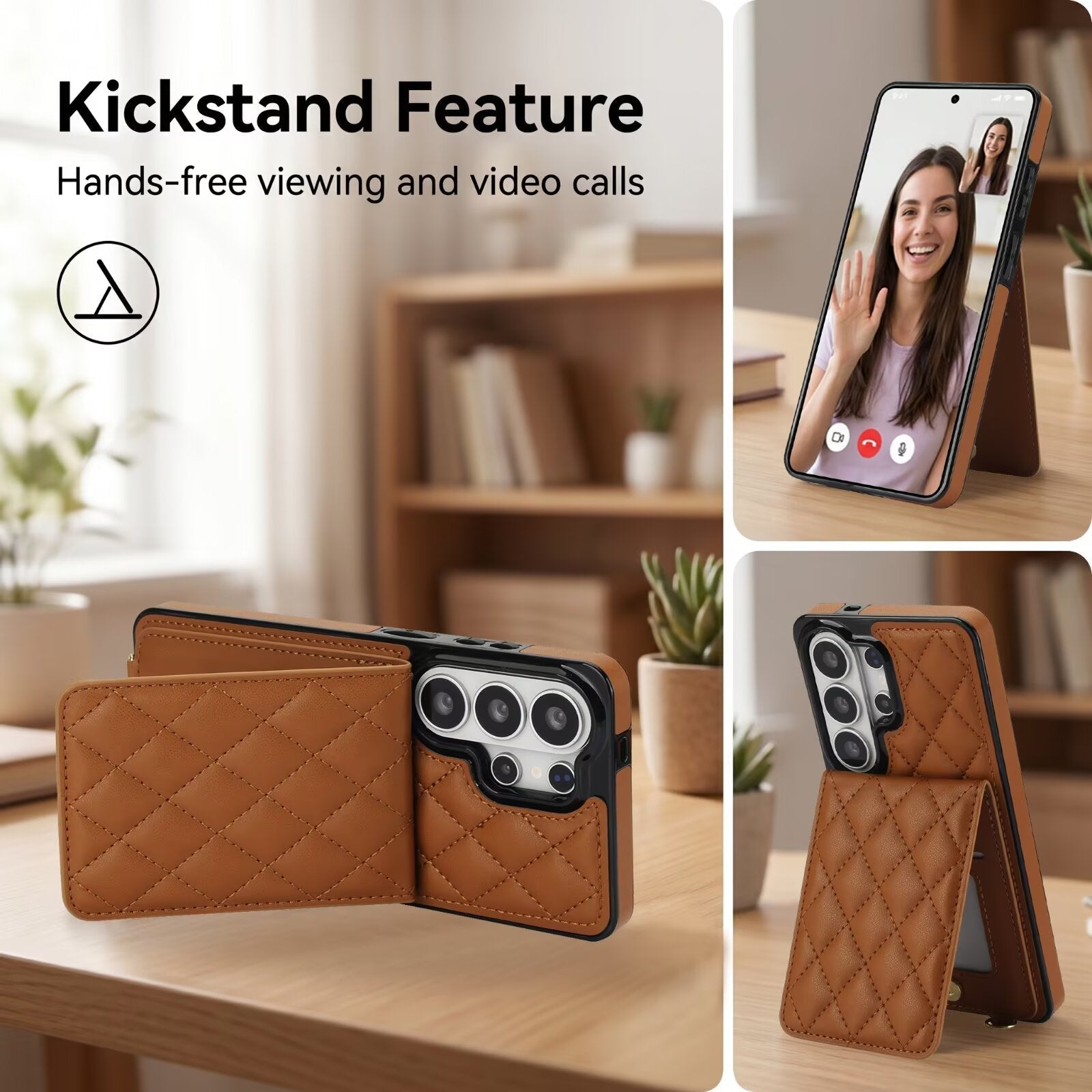 Quilted Leather Wallet Case for Samsung Galaxy S21-S26 Note20 A12-A57 RFID Card Holder Kickstand Crossbody Cover Q47 - QuiltedCases