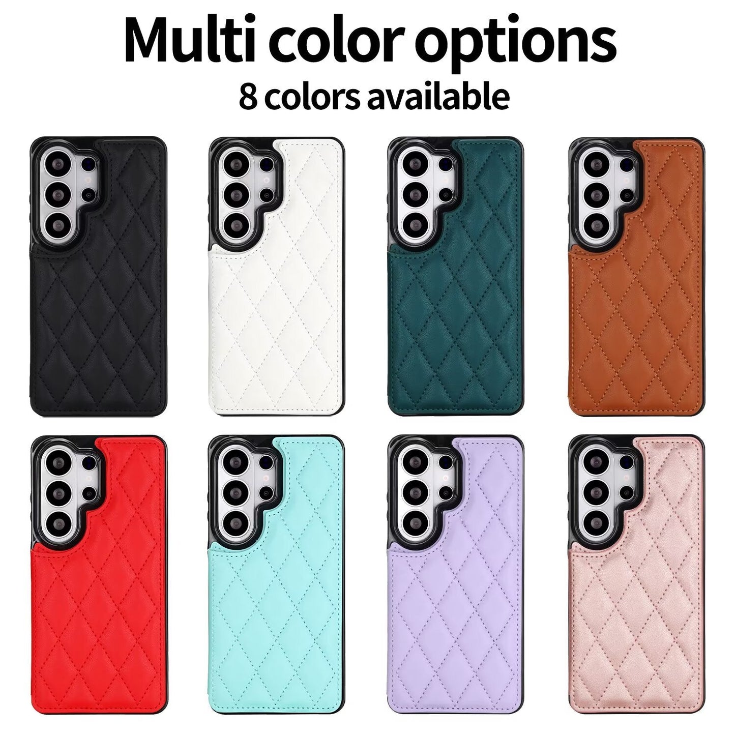Quilted Leather Wallet Case for Samsung Galaxy S21-S26 Plus Ultra RFID Card Holder Kickstand Cover Q55 - QuiltedCases