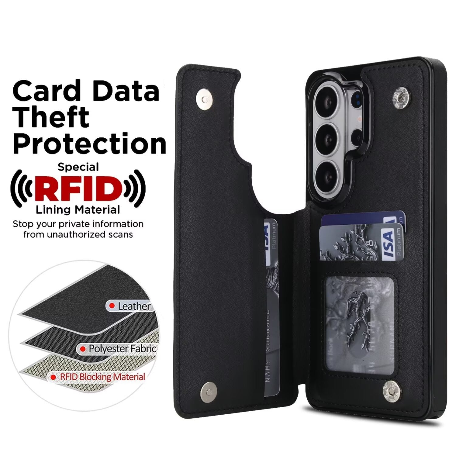Quilted Leather Wallet Case for Samsung Galaxy S21-S26 Plus Ultra RFID Card Holder Kickstand Cover Q55 - QuiltedCases