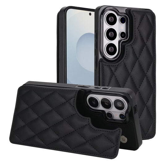 Quilted Leather Wallet Case for Samsung Galaxy S21-S26 Plus Ultra RFID Card Holder Kickstand Cover Q55 - QuiltedCases