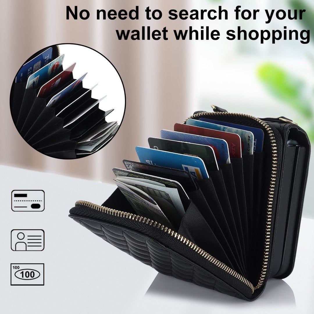 Zipper Quilted Leather Crossbody Wallet Case Samsung Z Flip3-Flip8 Card Pocket Cover Q61 - QuiltedCases